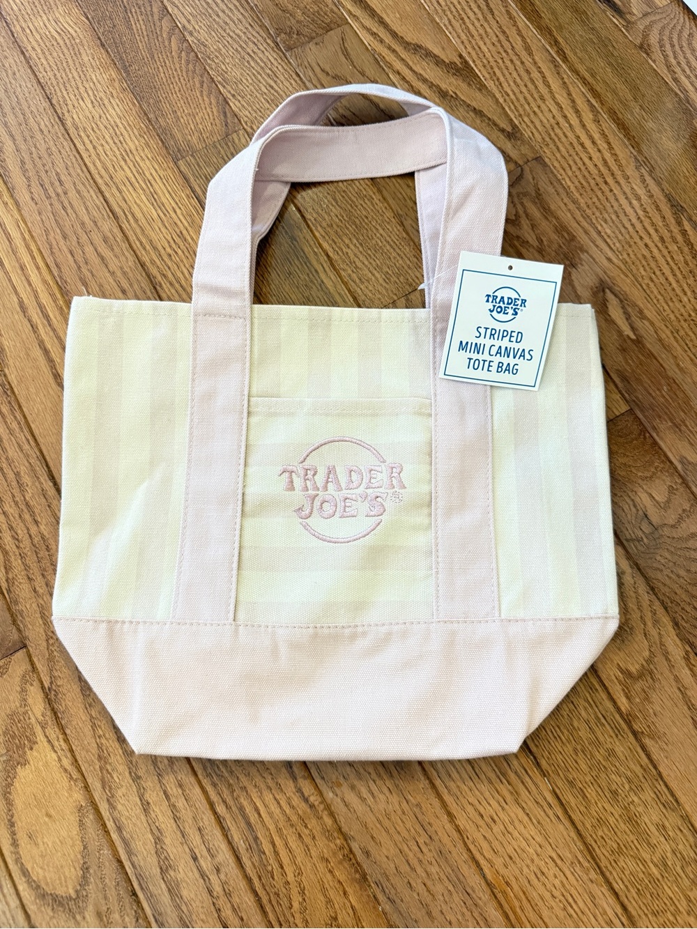 Trader Joe's Pink Striped Mini Canvas Tote